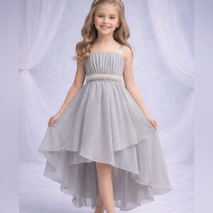 Girls gray pearl wedding formal party dress NWT